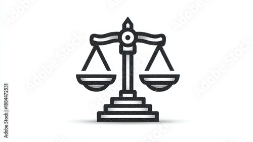 Justice outline glyph mono icon representing balance authority accountability transparency law stability equity and legal symbolism