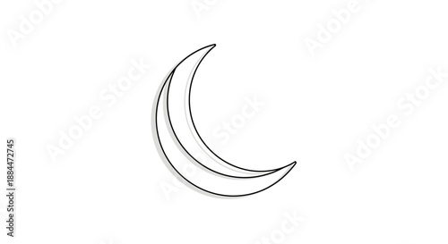 Crescent Moon Illustration Simple Design Element.