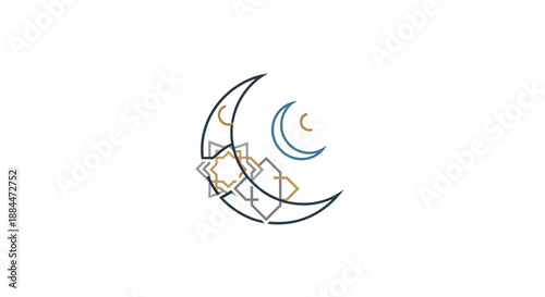 Crescent Moon with Wireframe and Small Moon.