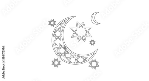 Crescent Moon with Star of David.