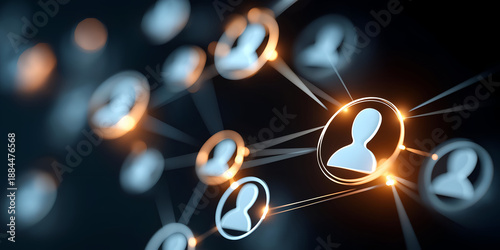 A digital network graphic depicting user connections through glowing links, symbolizing communication and data exchange.