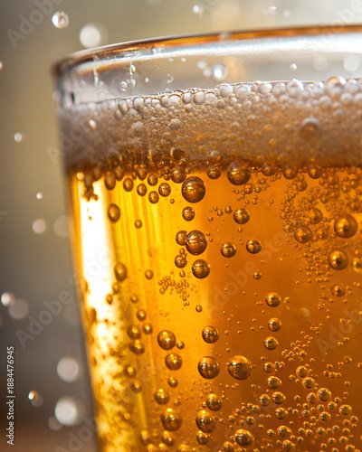 Carbonated Drink Bubbles Rising In Amber Liquid Macro Texture