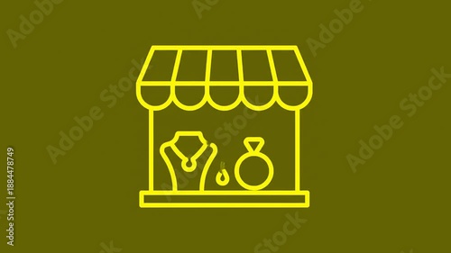 Minimalist E-commerce Boutique Icon with Necklace and Ring Display Flat 2D vector outline animation illustration 