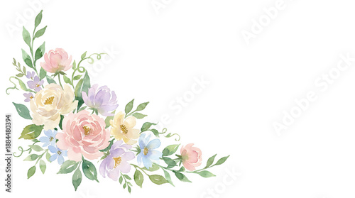 Watercolor floral arrangement on transparent background