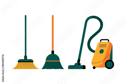 Colorful Cleaning Tools and Equipment Illustration