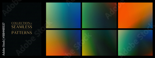 Dramatic collection of deep blue, green, and orange gradients in a sleek grid, creating atmospheric, cinematic backdrops for gaming, music covers, and bold digital art.