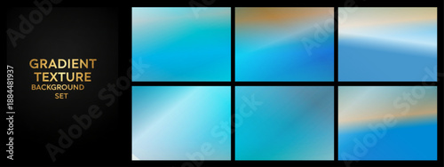 Series of bright blue gradients with soft golden highlights, framed in black, creating a fresh, modern backdrop ideal for corporate branding, tech designs, and web headers.