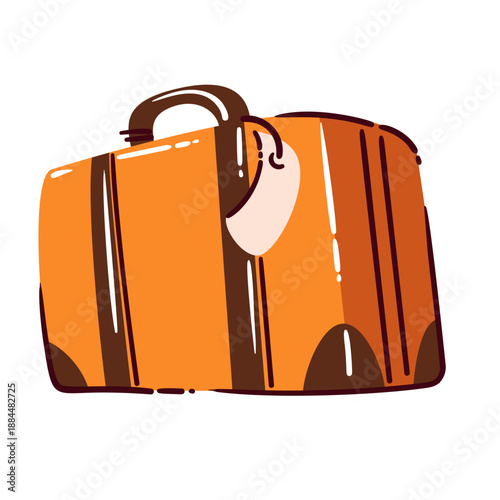 Hotel luggage suitcase icon for hospitality and travel service, classic hotel luggage for guest arrival, concierge and accommodation visuals, simple cartoon doodle suitcase, vector illustration.