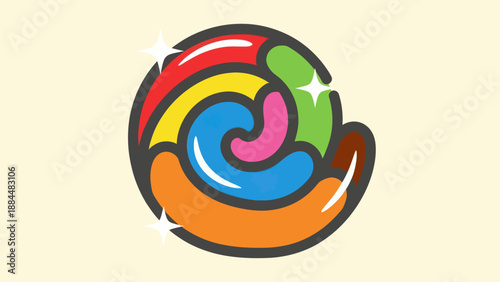 Colorful swirl design graphic with shiny elements for various applications