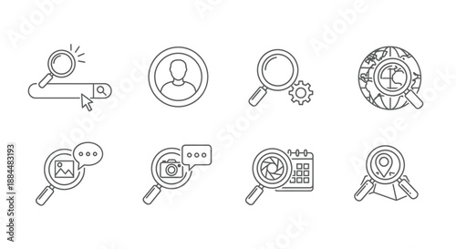 Various magnifying glass icons