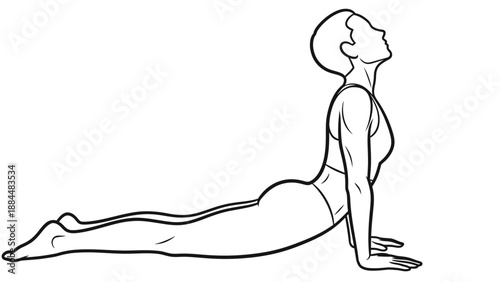 Woman Doing Cobra Yoga Pose Illustration.