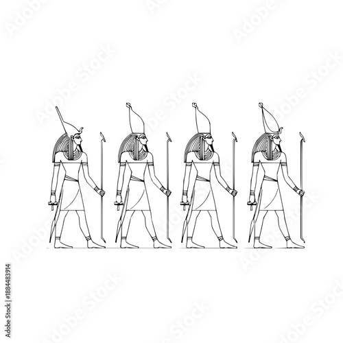 Ancient egyptian osiris god line art illustration egyptian mythology pharaohs gods and goddesses ancient culture art