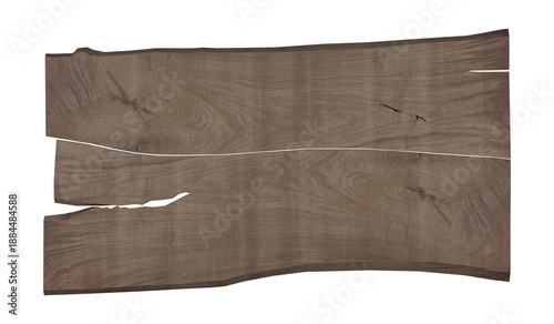 Tableau sur toile Natural live edge walnut wood slab with unique grain patterns and cracks