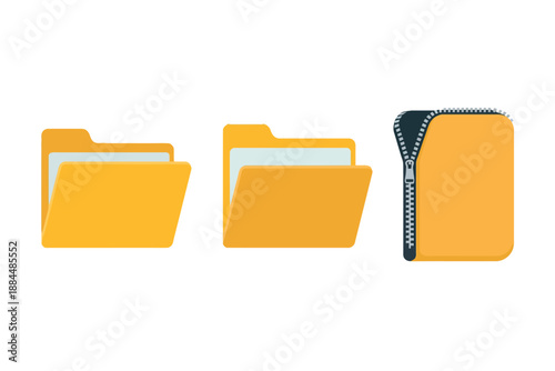 Yellow Folder Icons with Zipper