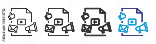 Content Creator Icon Set Illustration with Outline Style Variation For Digital Business