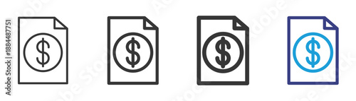 Paid Articles Icon Set Illustration with Outline Style Variation For Digital Business