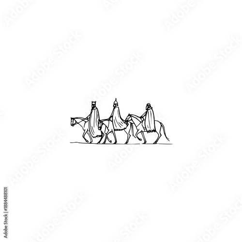 Three wise men christmas kings magi epiphany horses riders holiday season festive nativity celebration journey