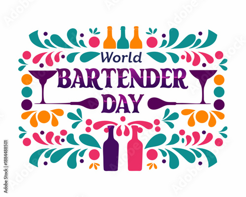 World Bartender Day Vector Illustration, Cocktail Making and Bartender Celebration Design