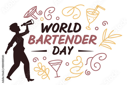 WORLD BARTENDER DAY vector illustration isolated on white background