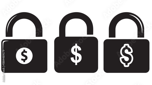 Minimal Solid Lock Icon Incorporating A Dollar Symbol To Represent Secure Payments And Financial Security