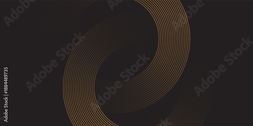3D brown lines techno abstract background layer on dark blank space with circles shapes effect for backdrop, wallpaper. Modern cincept. Vector Illustration.
