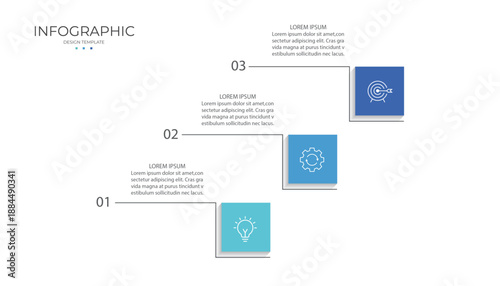 Business infographic template. 3 Step timeline journey. Process diagram, 3 options on white background