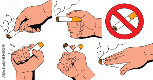 Human hands demonstrate various actions related to holding and extinguishing.