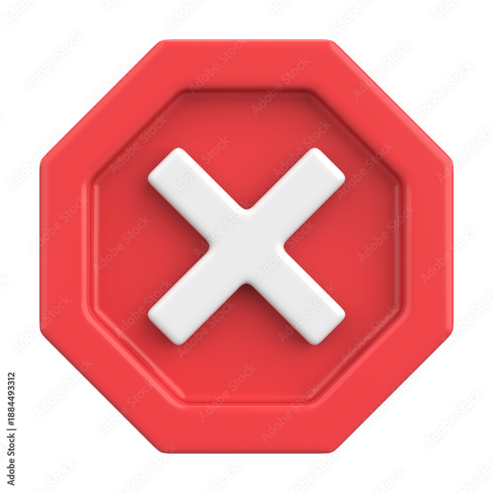 Fototapeta premium 3D close button. Cross sign. 3D illustration.