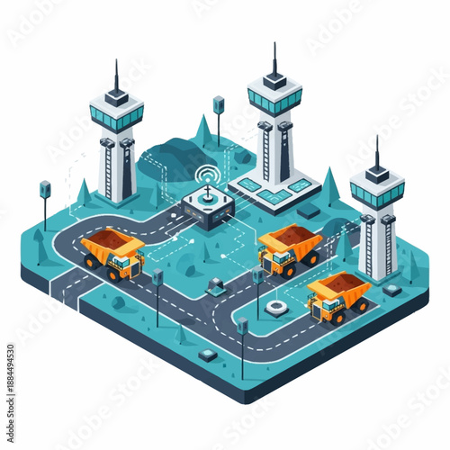 Autonomous Mining Trucks Operating in Smart Technology Environment.
