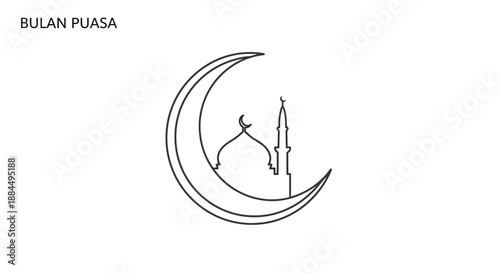Crescent Moon with Minaret and Dates.