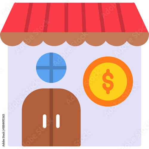 Store building with currency symbol