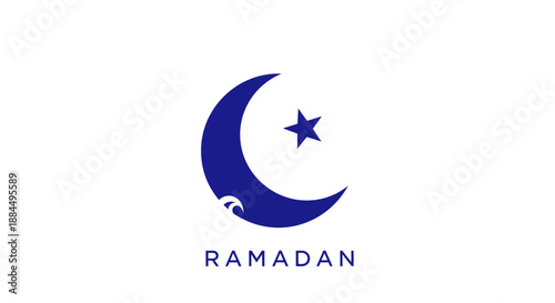 Ramadan Crescent Moon and Star Logo Design.
