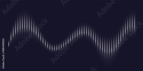 Sound wave line background, abstract white equalizer with light effect, voice audio assistant, energy pulse beat. Vector soundwave illustration.