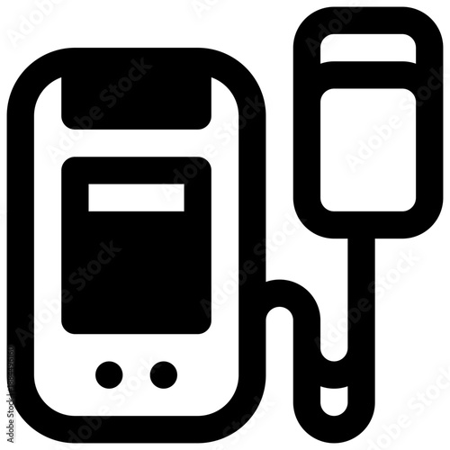 Defibrillator. Outlined stroke vector icon with black-filled details.