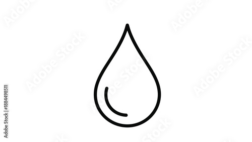 Simple black line art illustration of a single teardrop or water droplet shape isolated on a plain white background.