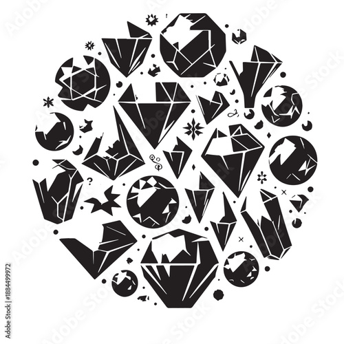 Black hidden gems Silhouette Vector, High Quality Illustration on White Background