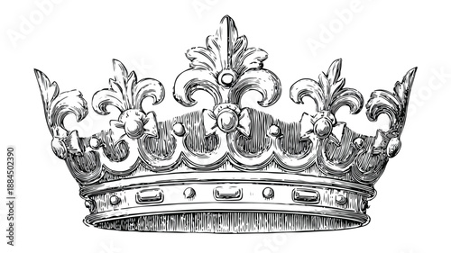 Elegant Crown Icon Design Art and Illustration Vector with Outline for Royalty and Luxury Concepts