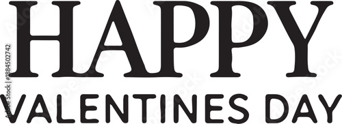 Happy Valentines Day Minimalist Black Typography