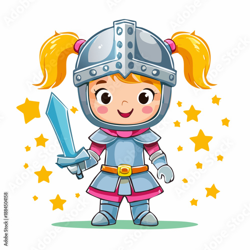 Ritter Mädchen - Cartoon Comic Stil