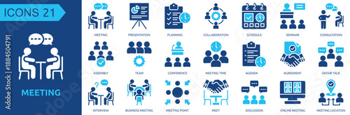 Meeting icon collection set glyph color