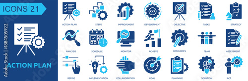 Action Plan icon collection set glyph color