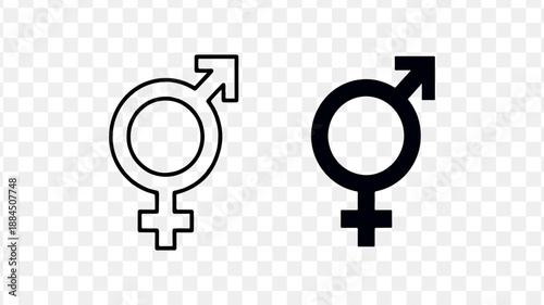 LGBTQ+ Gender Fluidity Symbols, Male Female Icons isolated on Transparent Background