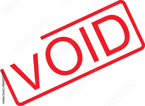 Red VOID stamp on a document indicating invalid or cancelled status in a straightforward graphic representation