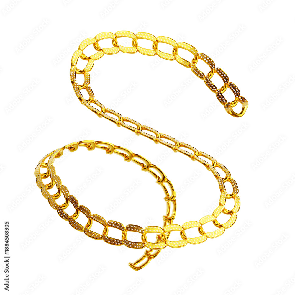 Obraz premium Luxury Diamond Gold Chain Necklace Isolated on Black Background 3D Rendered Jewelry