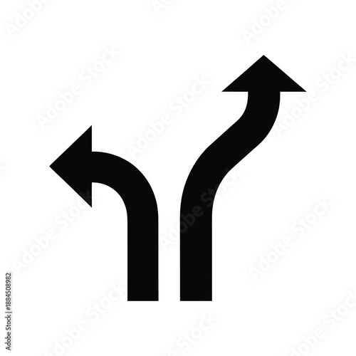 Two Curved Black Arrows Pointing Left and Up Symbol
