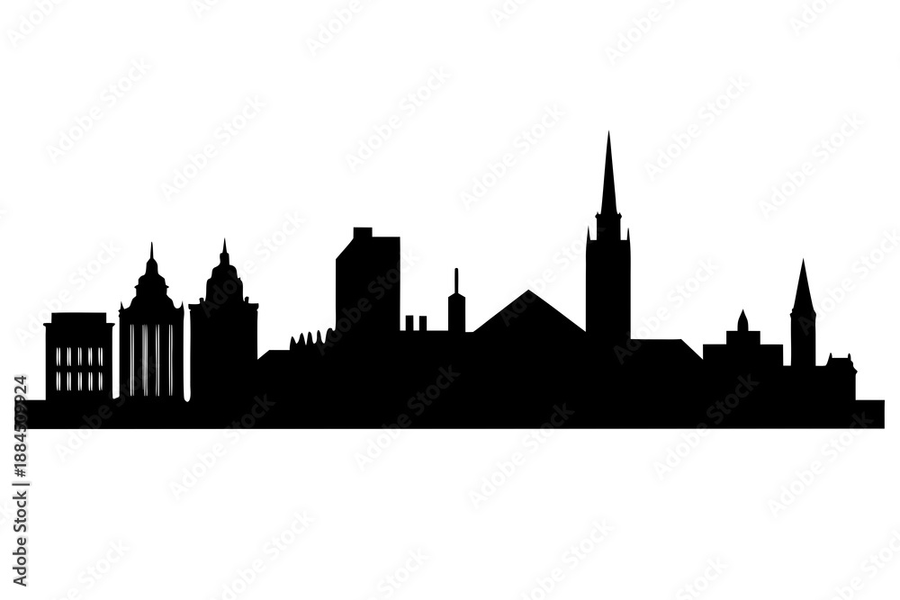 Naklejka premium Dublin City Skyline Silhouette Vector Icon Isolated on White