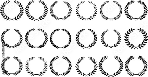 Laurel wreath silhouette set - vector illustration. black colored