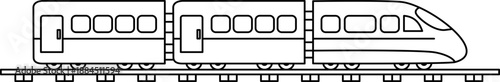 Outline of a highspeed train on tracks, suitable for transportation, technology, travel, and modern industryrelated design projects. Perfect for presentations.