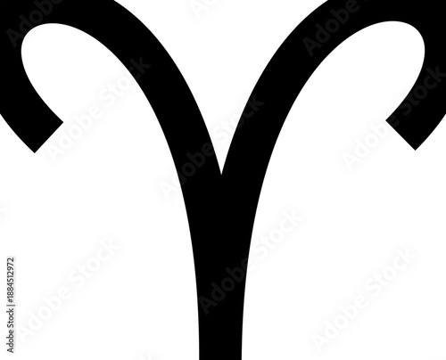 Black aries astrological sign on white background suitable for horoscope blogs, personal branding, zodiacthemed designs, astrology websites.