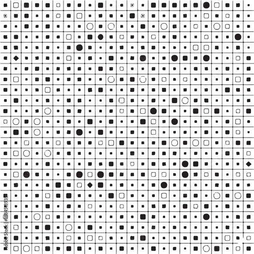 Mathematical tiling pattern with non-uniform shapes